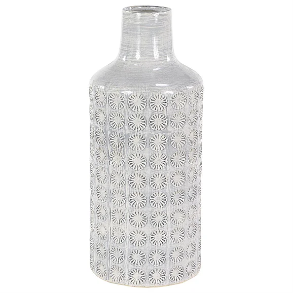UMA CosmoLiving by Cosmopolitan White Porcelain Ceramic Floral Decorative Vase, 8" x 8" x 18" | 43283
