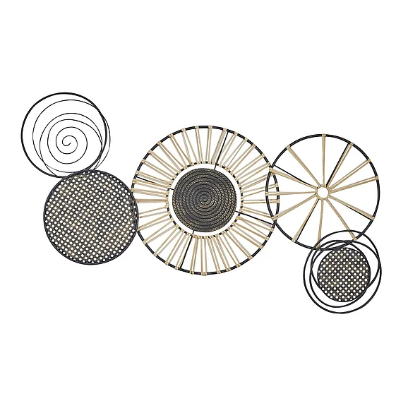 UMA Black Metal Plate Handmade Home Wall Decor with Textured Pattern, 47" x 2" x 21" | 43318