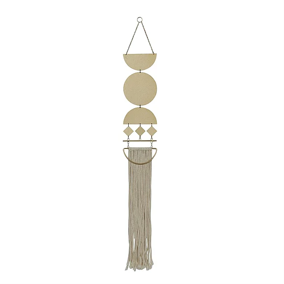 UMA Gold Metal Macrame Handmade Home Wall Decor with Fringe Detailing, 6" x 1" x 45" | 43328