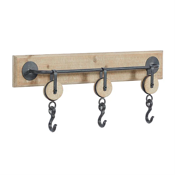 UMA Brown Wood 3 Hanger Wall Hook, 24" x 4" x 10" | 43399 CLOSEOUT