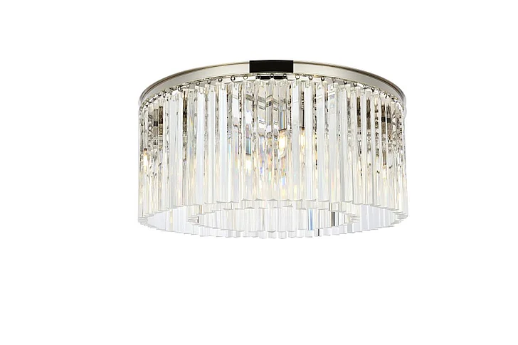 Elegant Sydney 8 Light Polished Nickel Flush Mount Clear Royal Cut Crystal 1208F31PN/RC
