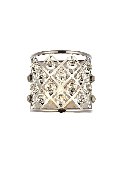Elegant Madison 1 Light Polished Nickel Wall Sconce Clear Royal Cut Crystal 1213W11PN/RC