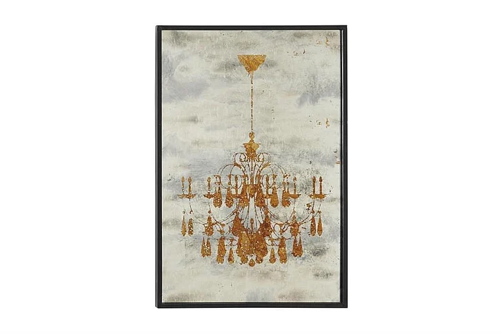 UMA Gold Metal Abstract Home Wall Decor with Black Frame, 16" x 1" x 24" | 43638 CLOSEOUT