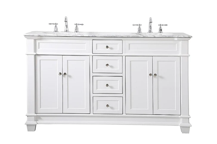 Elegant 60 In. Double Bathroom Vanity Set in White VF50060DWH