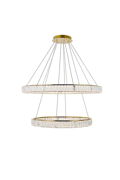 Elegant Monroe Integrated Led Light Gold Chandelier Clear Royal Cut Crystal 3503D42G