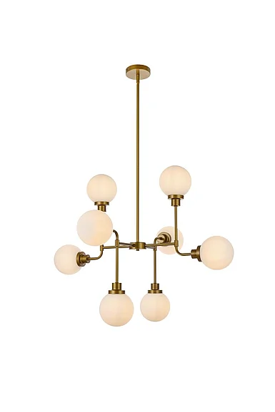 Elegant Hanson 8 Lights Pendant in Brass with Frosted Shade LD7038D36BR CLOSEOUT