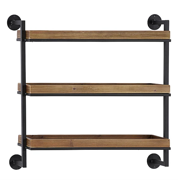 UMA Brown Metal 3 Shelves Room Wall Shelf, 26 x 7 x 23 | 43781