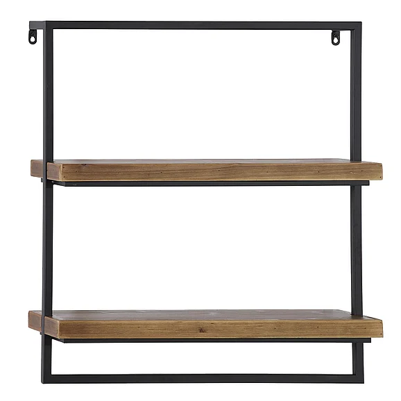 UMA Brown Metal 2 Shelves Room Wall Shelf, 26 x 7 x 24 | 43782