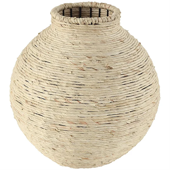 UMA Beige Seagrass Handmade Wrapped Decorative Vase, 13" x 13" x 13" | 43832