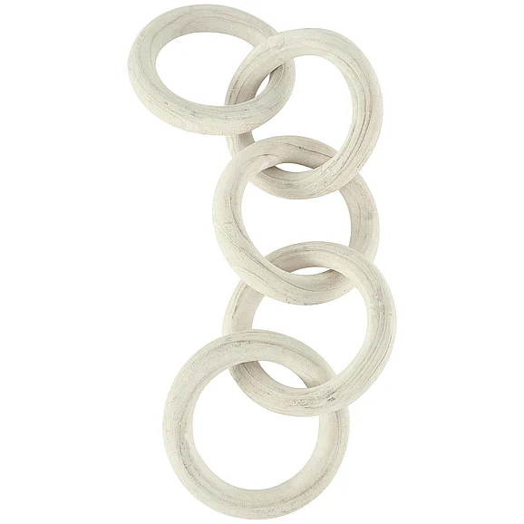 UMA White Wood Chain 5 Link Decorative Sculpture with Natural Wood Grain, 25 x 7 x 3 | 43840