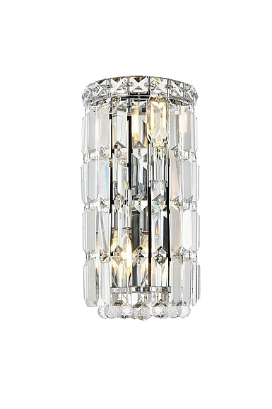Elegant Maxime 2 Light Chrome Wall Sconce Clear Royal Cut Crystal V2030W6C/RC