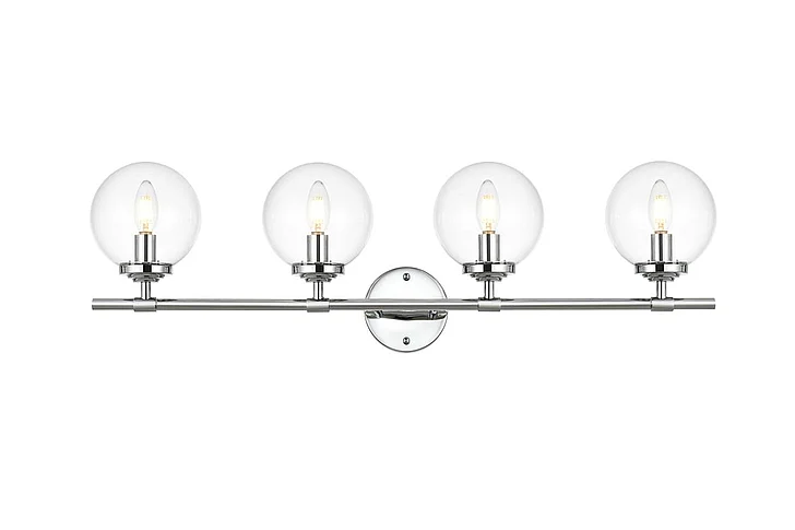Elegant Ingrid 4 Light Chrome and Clear Bath Sconce LD7302W33CH CLOSEOUT