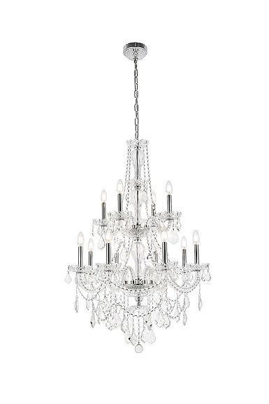 Elegant Giselle 12 Light Chrome Chandelier Clear Royal Cut Crystal V7890D28C/RC