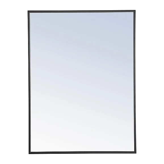 Elegant Metal Frame Rectangle Mirror 24 In. Black Finish MR4071BK
