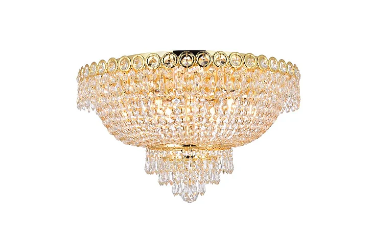 Elegant Century 9 Light Gold Flush Mount Clear Royal Cut Crystal V1900F20G/RC