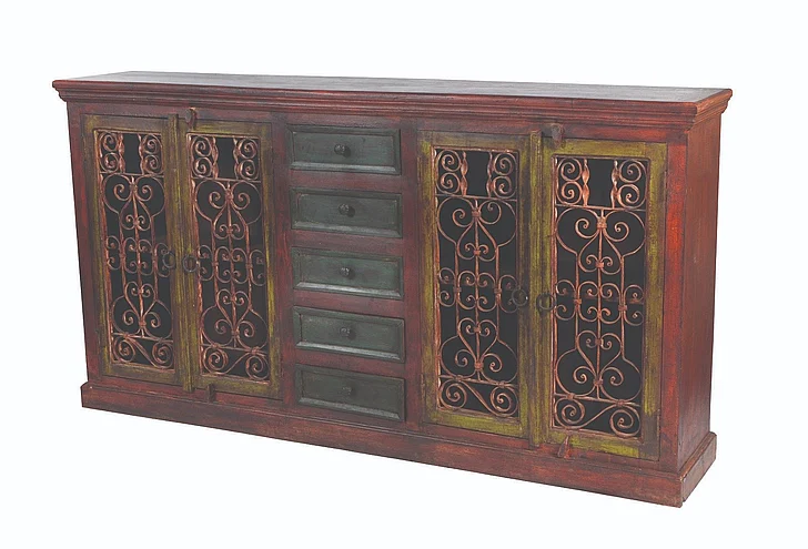 Moti Furniture Arvada 4 Carved Doors in 5 Drawer Buffet 44009004