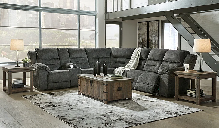 Nettington 4-Piece Power Reclining Sectional in Smoke