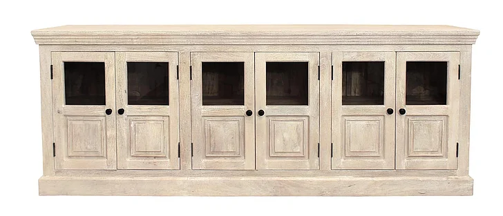 Moti Furniture Tropez 6-Door Sideboard in Distressed White 44109012A