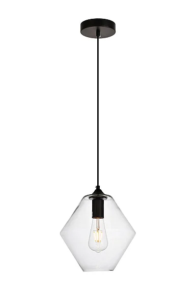 Elegant Placido Collection Pendant D9.4 H10.8 LT:1 Black and Clear Finish LDPD2115