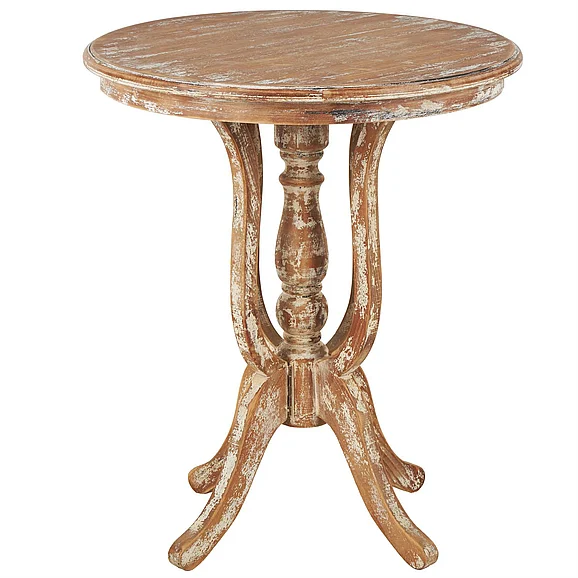 UMA Brown Wood Side End Accent Table with Distressed Accents, 24" x 24" x 28" | 44487