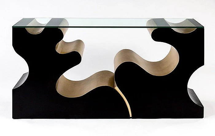 Artmax Console Table in Black and Gold 4459-D1