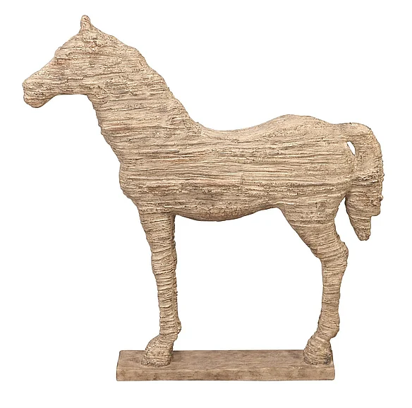 UMA Beige Polystone Horse Decorative Sculpture, 12" x 3" x 19" | 44666