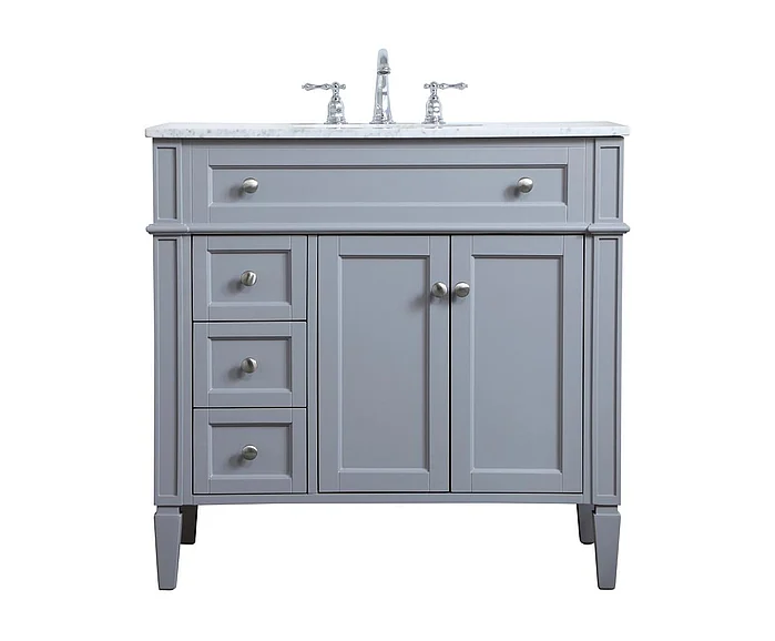 Elegant 36 In. Single Bathroom Vanity in Grey VF12536GR