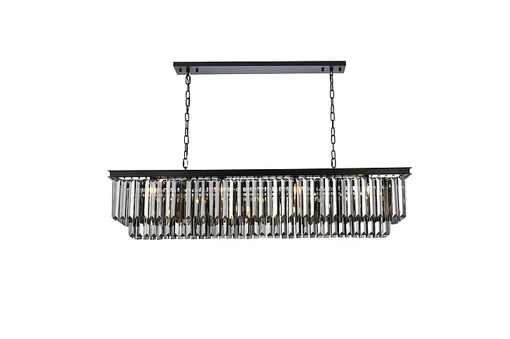 Elegant Sydney 12 Light Matte Black Chandelier Silver Shade (Grey) Royal Cut Crystal 1232D60MB-SS/RC