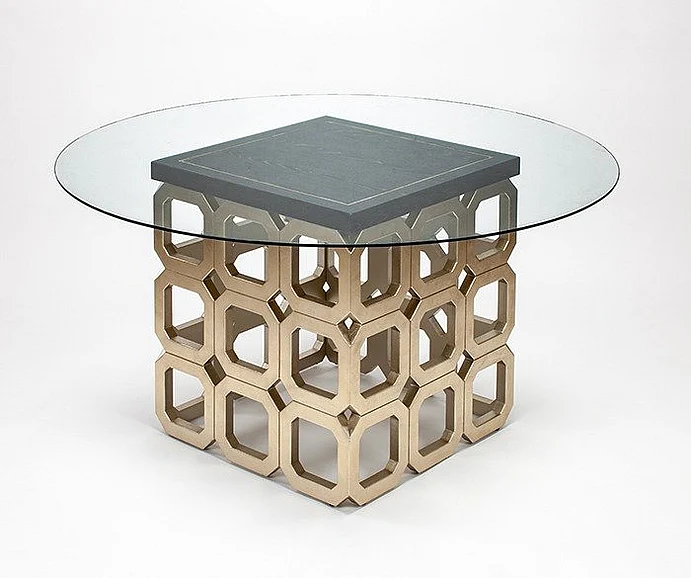 Artmax Dining Table in Champagne Metallic 4504-DT4