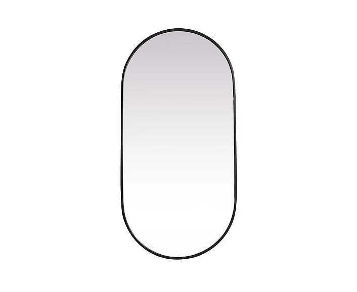 Elegant Metal Frame Oval Mirror 24X48 In. in Black MR2A2448BLK