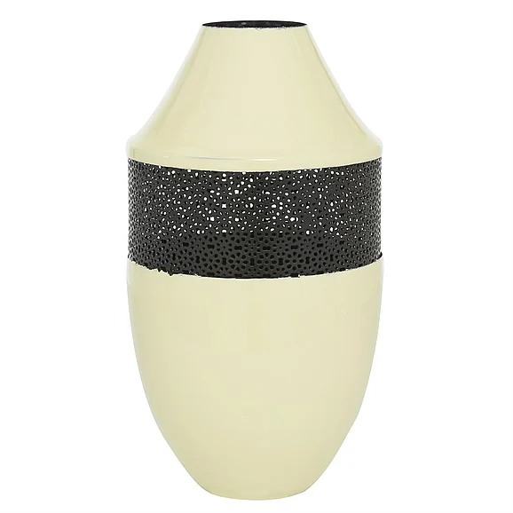 UMA White Metal Vase, 7" x 7" x 13" | 45297 CLOSEOUT