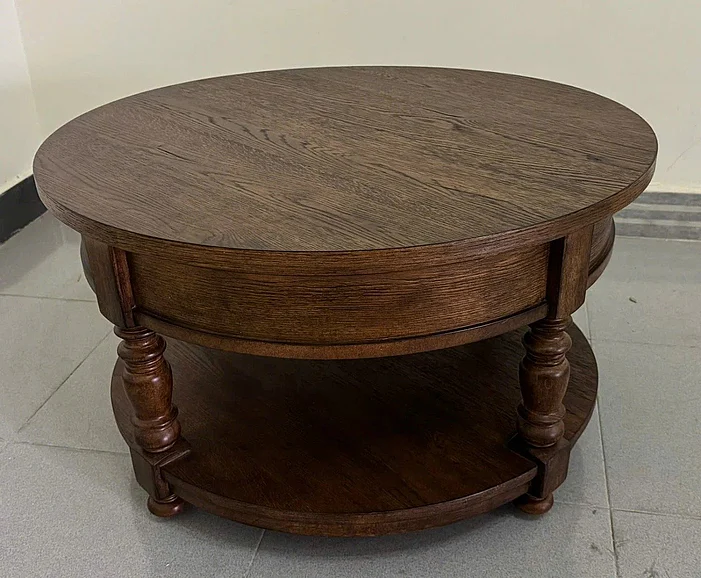 Riverside Eastlake Round Cocktail Table in Whiskey Oak 45401