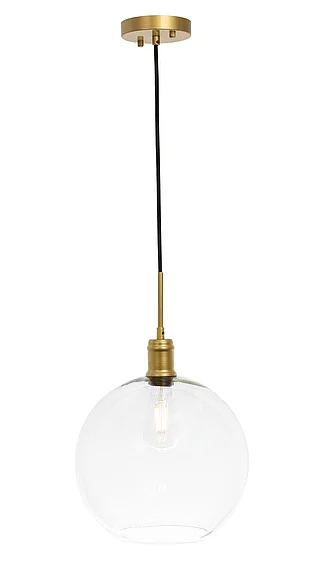 Elegant Emett 1 Light Brass and Clear Glass Pendant LD6209BR
