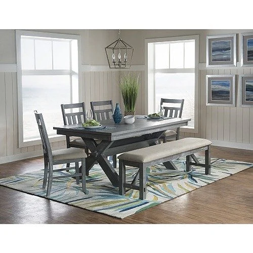 Powell Furniture Turino 6pc Dining Room Set in Weathered Grey