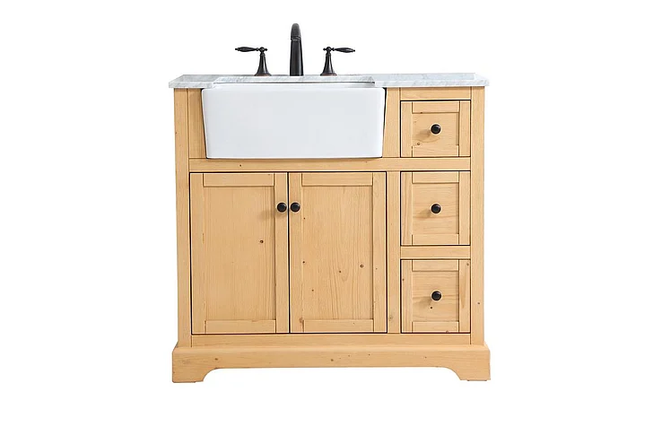Elegant 36 In. Single Bathroom Vanity in Natural Wood VF60236NW
