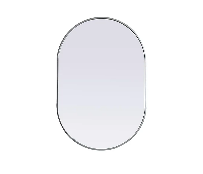 Elegant Metal Frame Oval Mirror 27X40 In. in Silver MR2A2740SIL