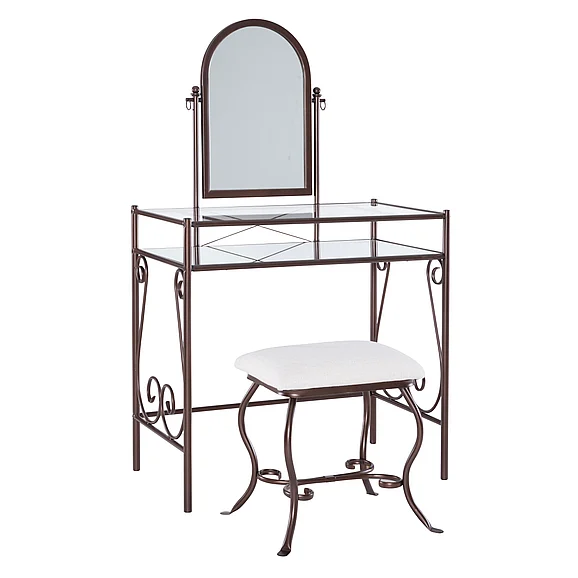 Linon Clarisse Metal Vanity Set 58950MTL-01-KD-U