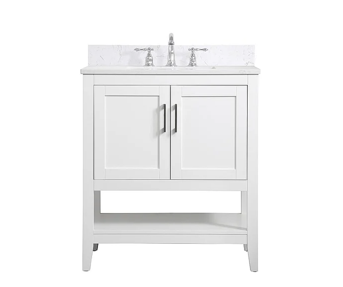Elegant 30 In. Single Bathroom Vanity in White with Backsplash VF16030WH-BS