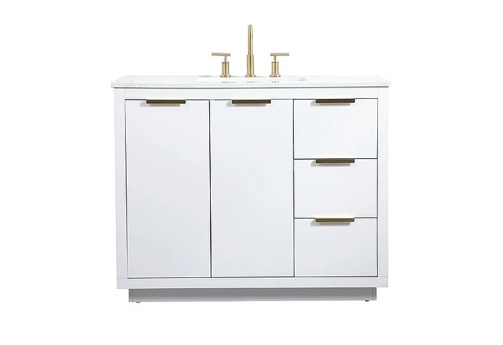 Elegant 42 In. Single Bathroom Vanity in White VF19442WH