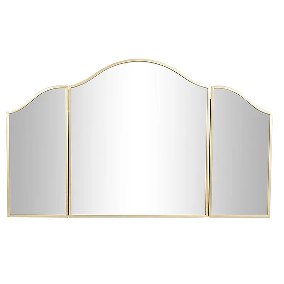 UMA Gold Metal Arched Room Wall Mirror with Folding Sides, 53" x 1" x 31" | 46291