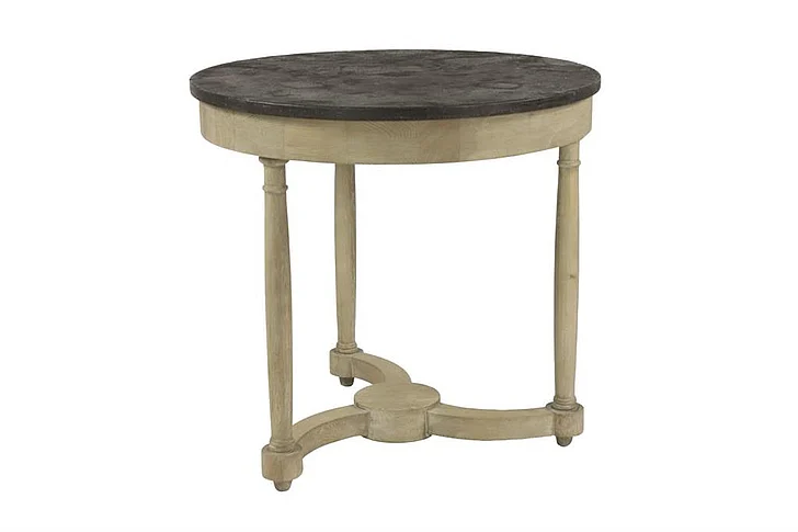 UMA Round Blue Stone Top & Beige Oak Foyer Table and Breakfast Nook Table, 31.5" x 30.5" | 46343 CLOSEOUT