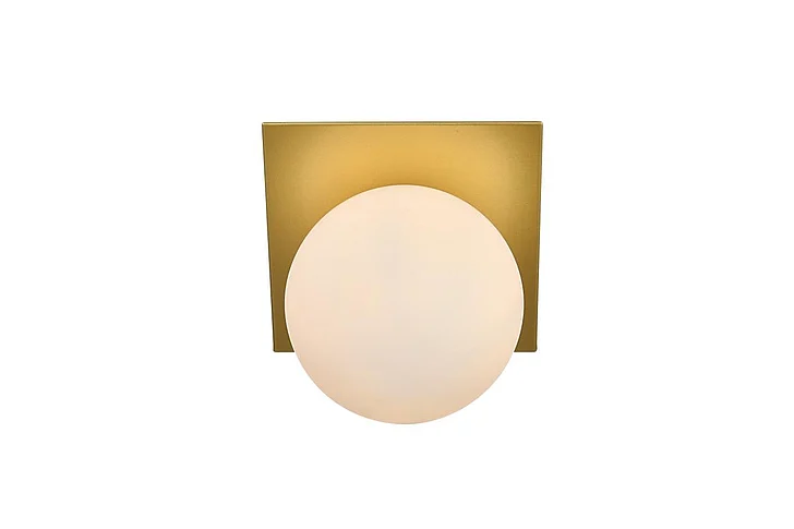Elegant Jillian 1 Light Brass and Frosted White Bath Sconce LD7304W7BRA CLOSEOUT