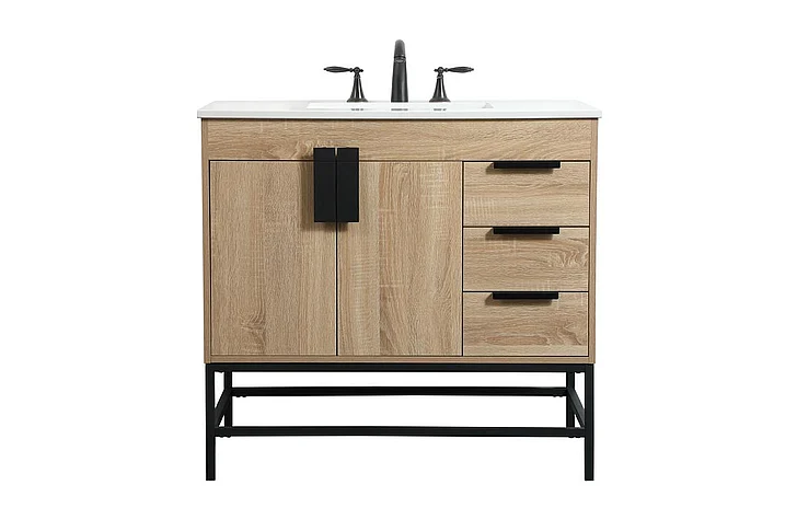 Elegant 36 In. Single Bathroom Vanity in Mango Wood VF48836MW