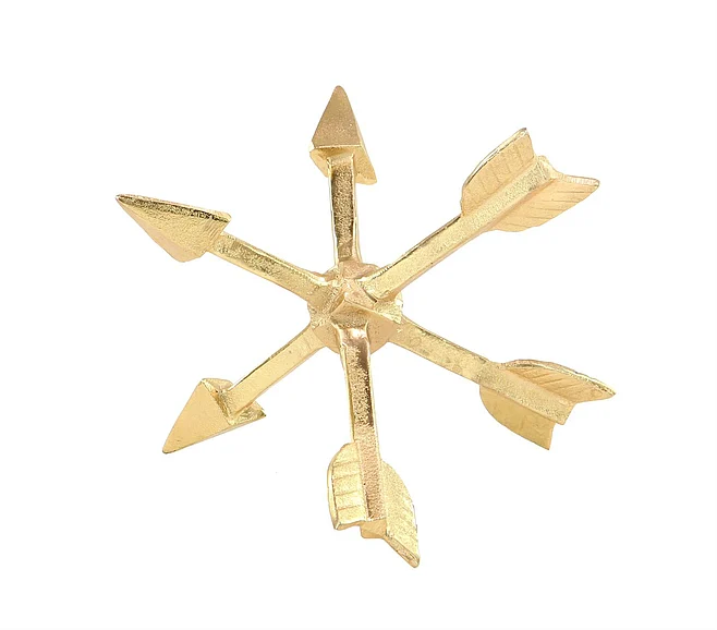 UMA Gold Aluminum Metal Geometric Sculpture with Arrow Points, 12" x 12" x 12" | 46718 CLOSEOUT