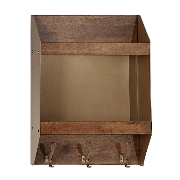 UMA Brown Metal Wall Shelf, 16" x 5" x 22" | 46787
