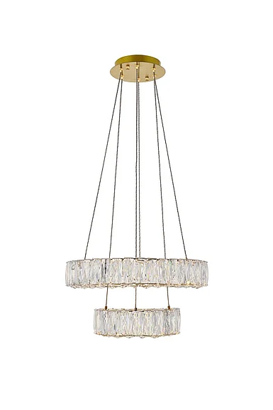 Elegant Monroe Integrated Led Chip Light Gold Pendant Clear Royal Cut Crystal 3503G18G