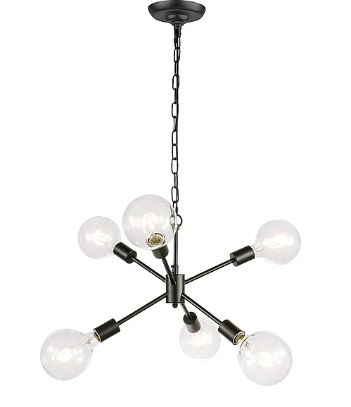 Elegant Nolan 6 Light Black Pendant LD5033D16BK