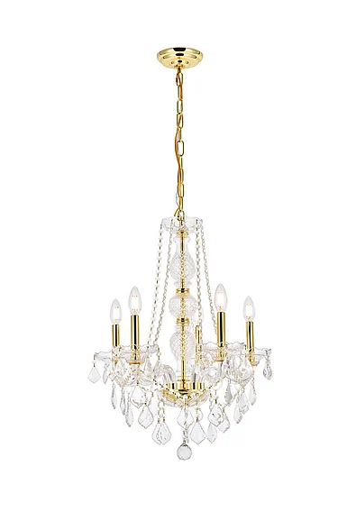 Elegant Verona 5 Light Gold Chandelier Clear Royal Cut Crystal V7855D21G/RC