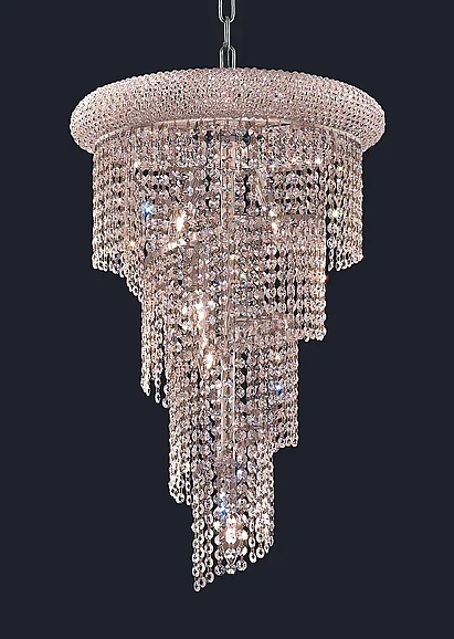 Elegant Spiral 8 Light Chrome Pendant Clear Royal Cut Crystal V1801SR16C/RC