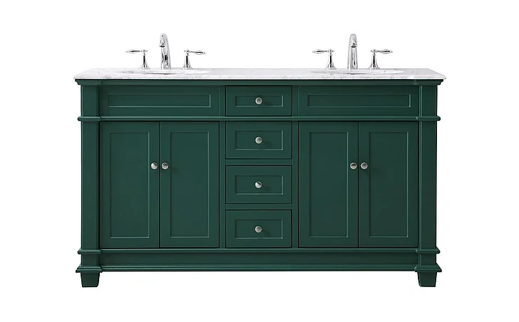 Elegant 60 In. Double Bathroom Vanity Set in Black VF50060DBK